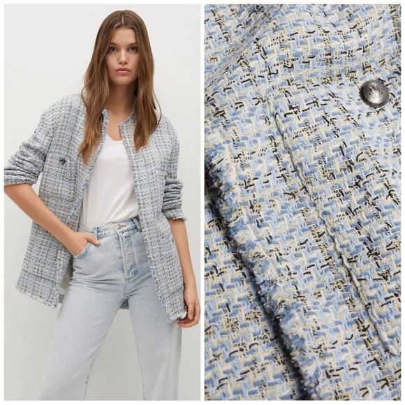 Mango Tweed Blazer Open Front New - Picture 1 of 8